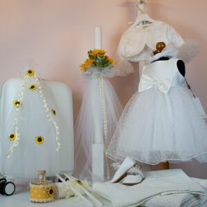 Custom Σετ Βάπτισης με Ηλίανθους και Μαργαρίτες.